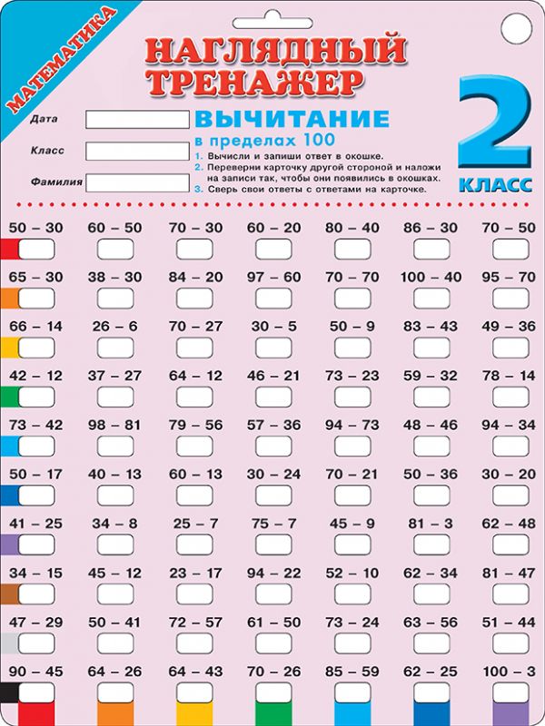 

Математика. Вычитание в пределах 100. 2 класс