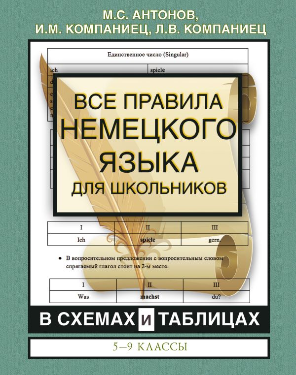 Все правила немецкого языка для школьников в схемах и таблицах. 5-9 классы. Антонов Михаил Сергеевич, Компаниец Иван Михайлович, Компаниец Лидия Владимировна