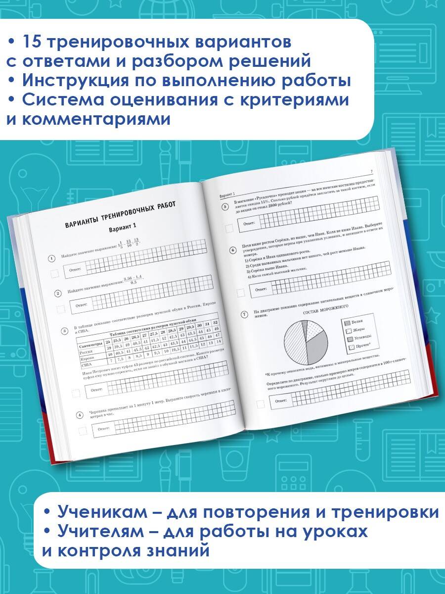 Математика. Большой сборник тренировочных вариантов проверочных работ для  подготовки к ВПР. 7 класс (Сорокина Вера Александровна). ISBN:  978-5-17-159886-0 ➠ купите эту книгу с доставкой в интернет-магазине  «Буквоед»