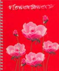 Тетрадь общая А5 80 листов "Flowers на красном"-25426 на гребне обл-лак картон/о Тетрадь общая А5 80 листов "Flowers на красном"-25426 на гребне обл-лак картон/о