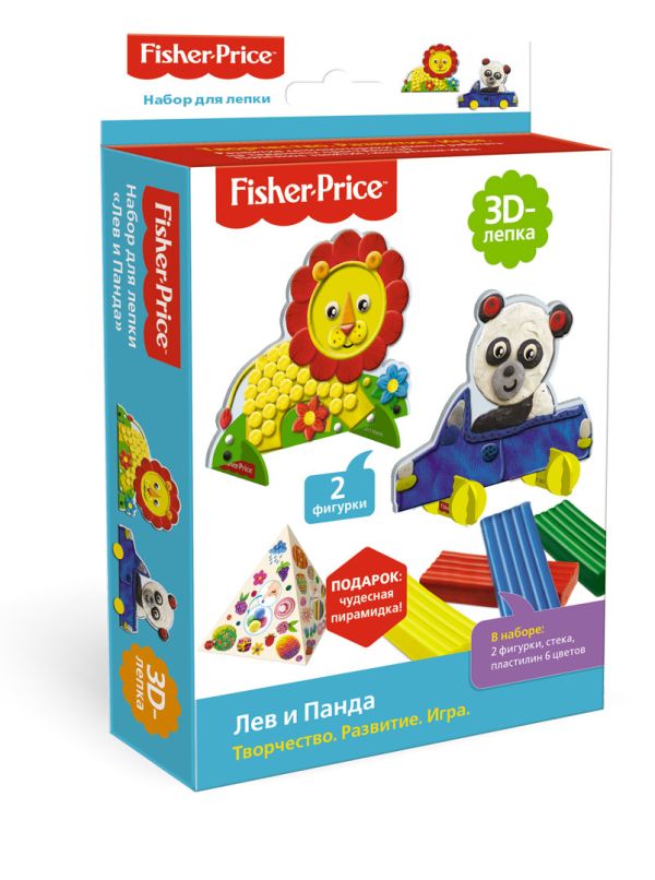 

Фишер Прайс. Набор 3D-лепка Лев и Панда, 2 фигурки, пластилин 6цв, стека арт 03256