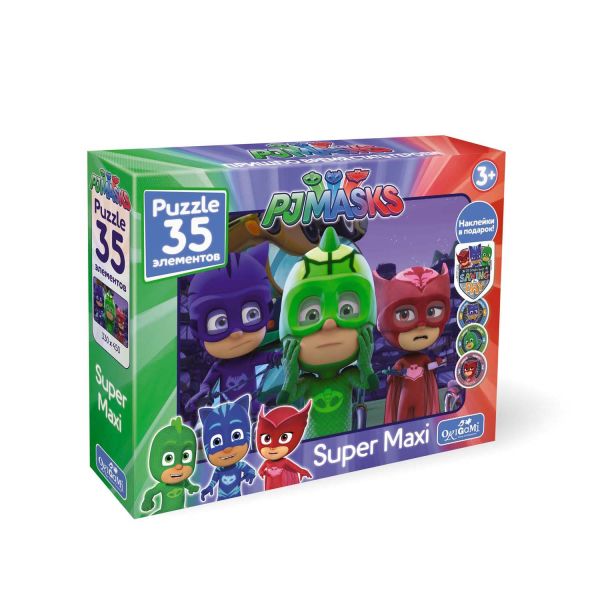 Герои в масках.Пазл.35 гиг. +наклейки.Маски.04063