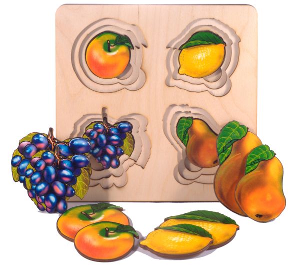 Наст.игр.:НИ.Больше-меньше "Фрукты" арт.7911 развивающая доска Сегена (Дерево) /25