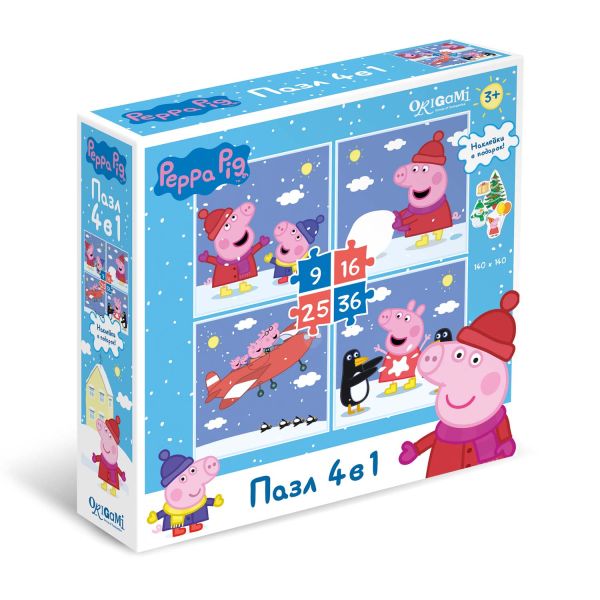 Свинка Пеппа.Зима.Набор.4в1.9-16-25-36Эл.Снежное веселье. +наклейки.04302