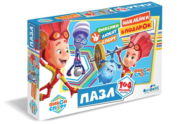 

Фиксики.Спорт.Пазл.104Эл.Быстрее, выше, сильнее!. +наклейки.04432