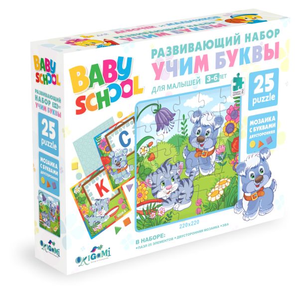

Пазл 25 эл. Развивающий набор УЧИМ БУКВЫ Для Малышей. Кошка и Собака