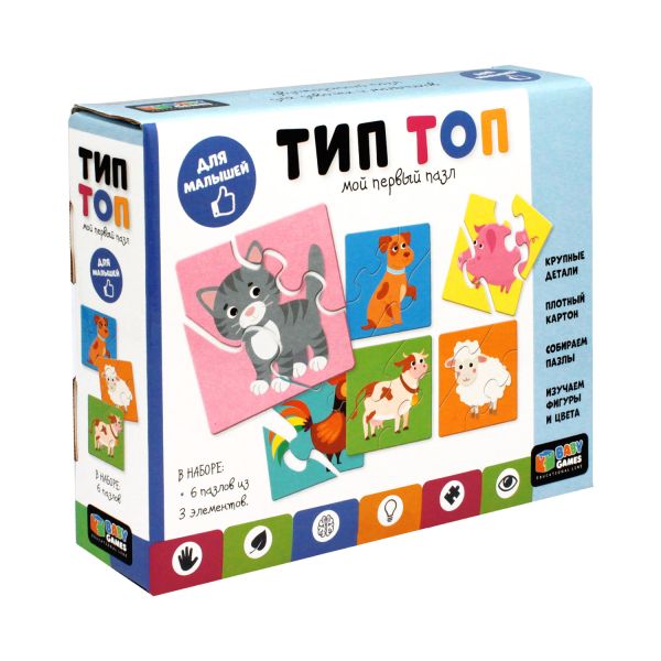 

Baby Games. Набор.6в1. Пазл Тип-топ. Домашние животные. 18 эл. 06300