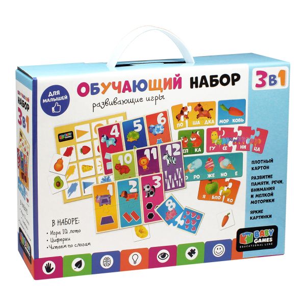 

Baby Games. Обучающий набор 3в1 (IQ лото, слоги, циферки). Арт.06503