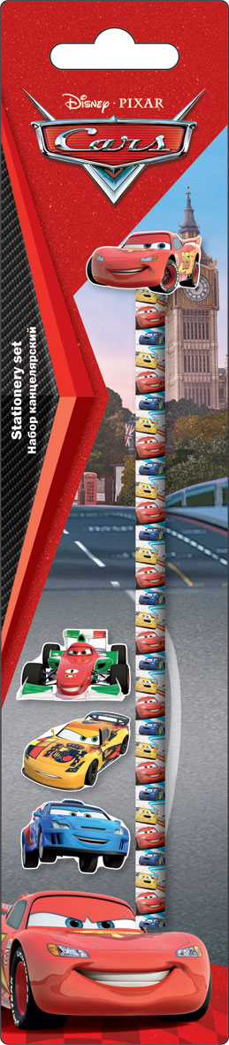 Набор канцелярский Cars карандаш ч/г и 4 фигурных ластика в блистере Набор канцелярский Cars карандаш ч/г и 4 фигурных ластика в блистере