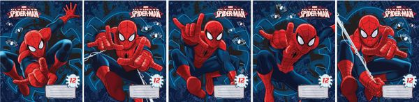 Тетрадь 12л линия узкая Spiderman картонная обл выб УФ Тетрадь 12л линия узкая Spiderman картонная обл выб УФ