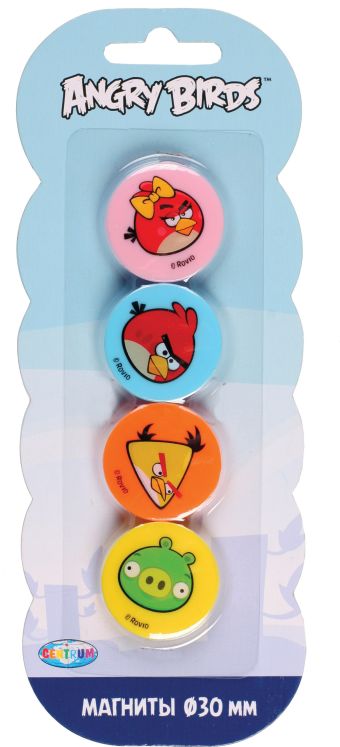 Магниты-30 мм*4 шт. Аngry birds,блистер Магниты-30 мм*4 шт. Аngry birds,блистер