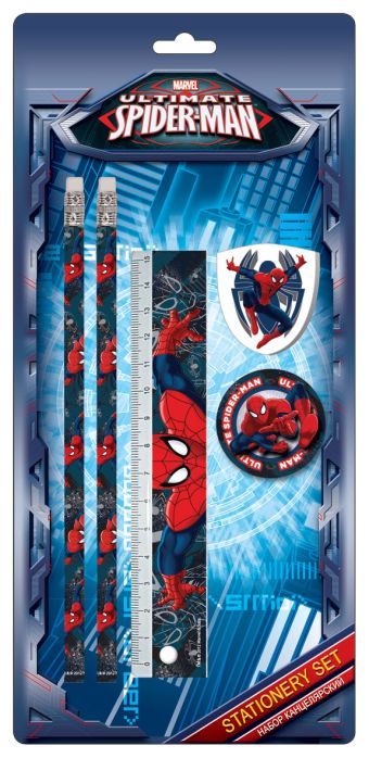 Набор канцелярский Spiderman в блистере:карандаши ч/г 2 шт,линейка,ластик,точил Набор канцелярский Spiderman в блистере:карандаши ч/г 2 шт,линейка,ластик,точил