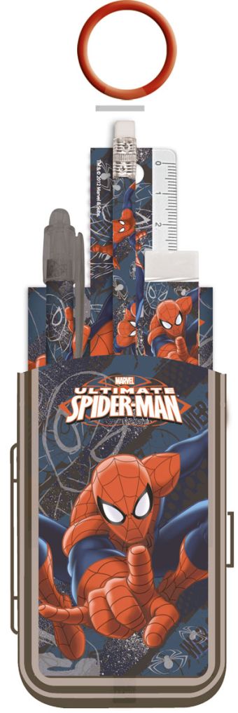 Набор канцелярский Spiderman в ПП пакете с кольцом:карандаш ч/г с ластиком, пенал,линейка Набор канцелярский Spiderman в ПП пакете с кольцом:карандаш ч/г с ластиком, пенал,линейка