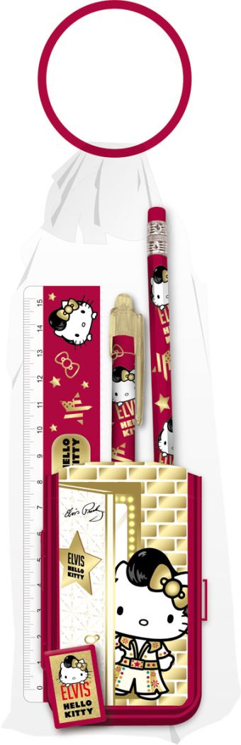 Набор канцелярский Hello Kitty в ПП пакете с кольцом: карандаш ч/г с ластиком, пенал, линей Набор канцелярский Hello Kitty в ПП пакете с кольцом: карандаш ч/г с ластиком, пенал, линей