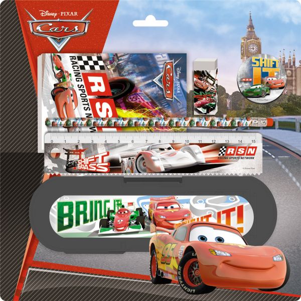 Набор канцелярский Cars в блистере: ластик фигурный, записная книжка, пенал пластиковый, линейка Набор канцелярский Cars в блистере: ластик фигурный, записная книжка, пенал пластиковый, линейка