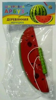 ДЕРЕВЯННАЯ ИГРУШКА. ШНУРОВКА "АРБУЗ" (Арт. ИД-4167)