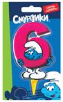 Свеча цифра "6", СМУРФИКИ
