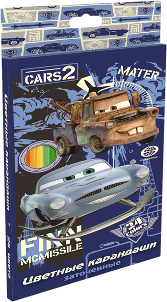 Карандаши, 24 цв. Коробка раздвижная, европодвес Cars Карандаши, 24 цв. Коробка раздвижная, европодвес Cars