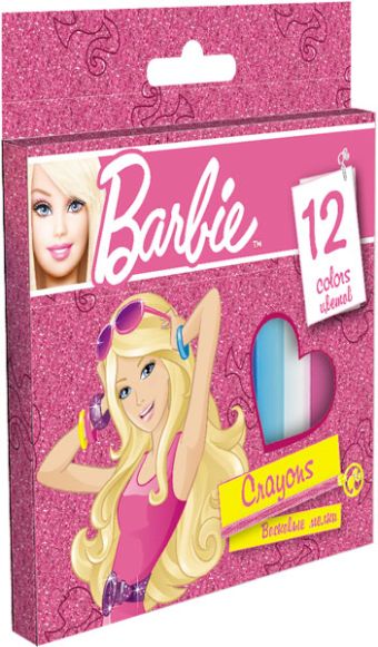 Восковые мелки, 12 цветов, Упаковка - картонная коробка Barbie Восковые мелки, 12 цветов, Упаковка - картонная коробка Barbie