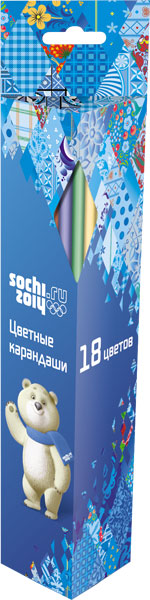 Карандаши (треугольные), 18 цв. Коробка треугольная Сочи-2014 Карандаши (треугольные), 18 цв. Коробка треугольная Сочи-2014