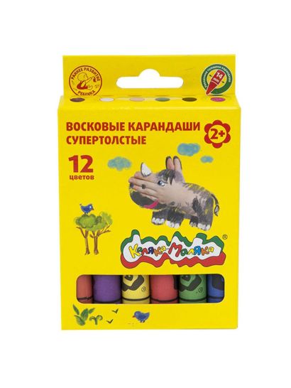 Набор воск. каранд. толстые Каляка-Маляка 12 цв. круглые с заточкой - фото 1