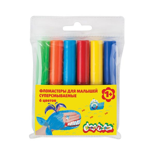 

Фломастеры суперсмываемые для малышей, 6 цветов