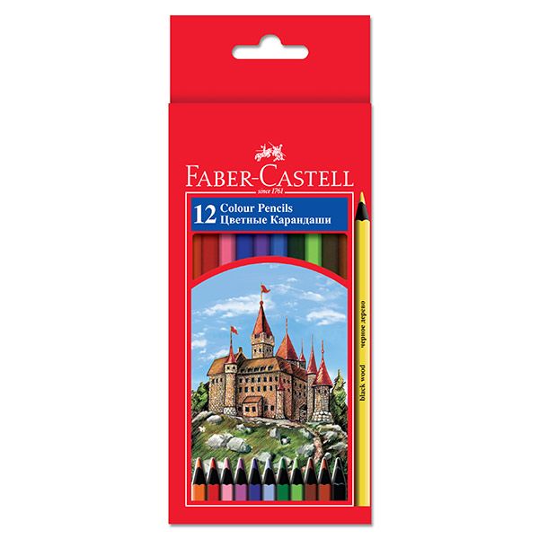 Набор цветн.каранд FABER COLOUR PENCILS 12 цв. шестигранные с заточкой из черн. дерева Набор цветн.каранд FABER COLOUR PENCILS 12 цв. шестигранные с заточкой из черн. дерева