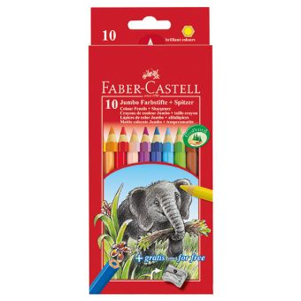 Набор цветн.каранд FABER JUMBO 10 цв. шестигранные с заточкой с точилкой Набор цветн.каранд FABER JUMBO 10 цв. шестигранные с заточкой с точилкой