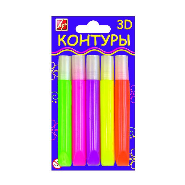 Контуры 3D флуоресцентные набор 5 цв.(туба 10 мл) Контуры 3D флуоресцентные набор 5 цв.(туба 10 мл)