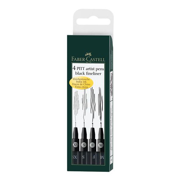 Капиллярные ручки PITT® ARTIST PEN, ширина наконечника M, F, S, XS, черный, в футляре, 4 шт. Капиллярные ручки PITT® ARTIST PEN, ширина наконечника M, F, S, XS, черный, в футляре, 4 шт.
