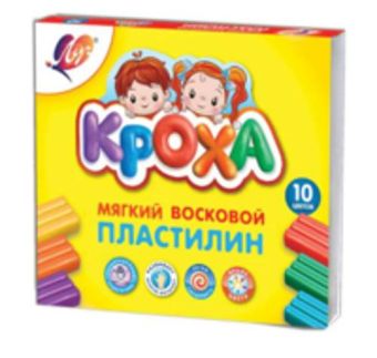 Пластилин восковой мягкий КРОХА 10 цв. 165 г стек Пластилин восковой мягкий КРОХА 10 цв. 165 г стек
