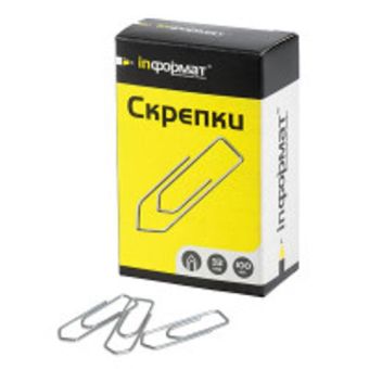 Скрепки inФОРМАТ с углом серебро никел. 100 шт 33 мм Скрепки inФОРМАТ с углом серебро никел. 100 шт 33 мм