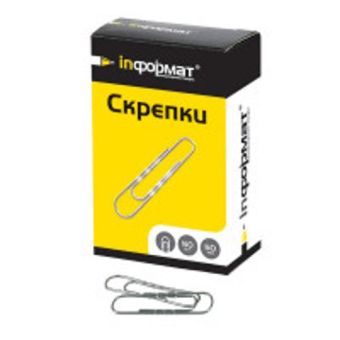 Скрепки inФОРМАТ серебро гофр.никел. 50 шт 50 мм Скрепки inФОРМАТ серебро гофр.никел. 50 шт 50 мм