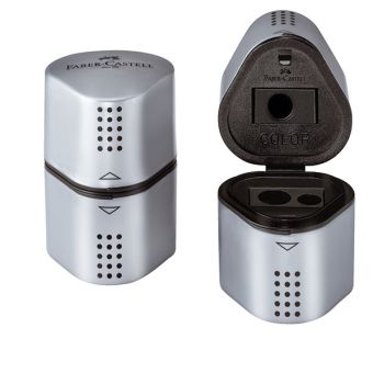 Точилка FABER TRIO GRIP 2001 с контейнером 3 отв. серая Точилка FABER TRIO GRIP 2001 с контейнером 3 отв. серая