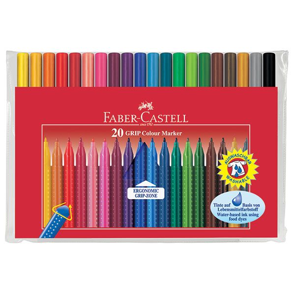 Фломастеры FABER GRIP 20 цв. блист. упак. кругл. корп. Фломастеры FABER GRIP 20 цв. блист. упак. кругл. корп.