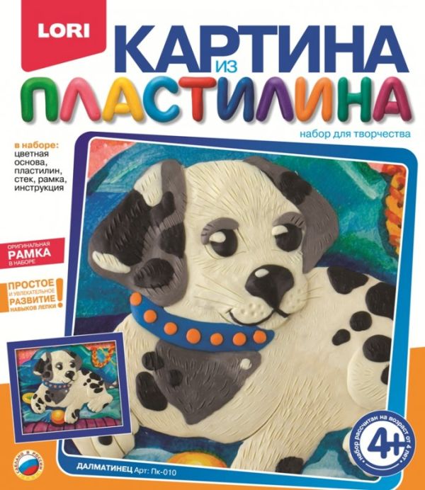 Картина из пластилина "Далматинец" Картина из пластилина "Далматинец"