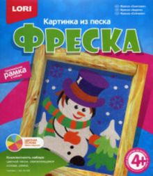 Фреска. Картина из песка "Снеговик"