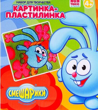 

Картинка-пластилинка СМЕШАРИКИ (Крош), в наборе: пластилин 10 цветов, стек, картинка 18,5*5*22,5 см