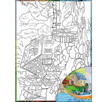 Холст с красками 30х40 см. ДОМИК В ДЕРЕВНЕ (Арт. Х-9841)