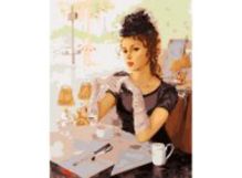 Живопись на холсте.Размер 40*50 см.. В парижском кафе (535-CG )
