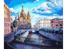 Живопись на цветном холсте 50*60 . Храм Спаса на Крови (1014-AL-C)