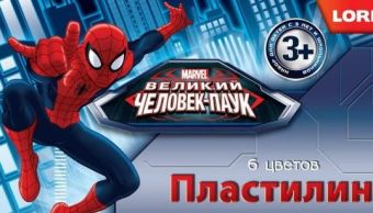 Пластилин Marvel "Человек-паук" 6 цветов, без европодвеса Пластилин Marvel "Человек-паук" 6 цветов, без европодвеса