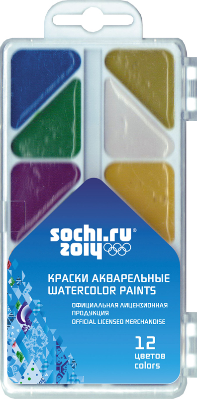 SOLP-US1-PNT-PLB12 Краски акварельные (медовые), 12 цветов.Упаковка - пластиковая коробка с прозрачной крышкой, Сочи-2014 SOLP-US1-PNT-PLB12 Краски акварельные (медовые), 12 цветов.Упаковка - пластиковая коробка с прозрачной крышкой, Сочи-2014