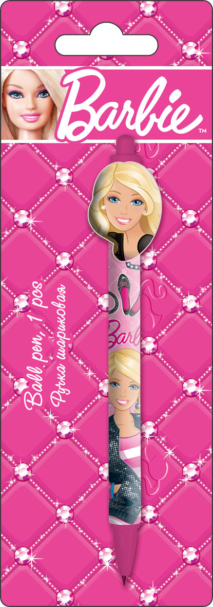 BRAB-US1-122-BL1 Ручка шариковая с фигурным клипом в блистере. Barbie BRAB-US1-122-BL1 Ручка шариковая с фигурным клипом в блистере. Barbie
