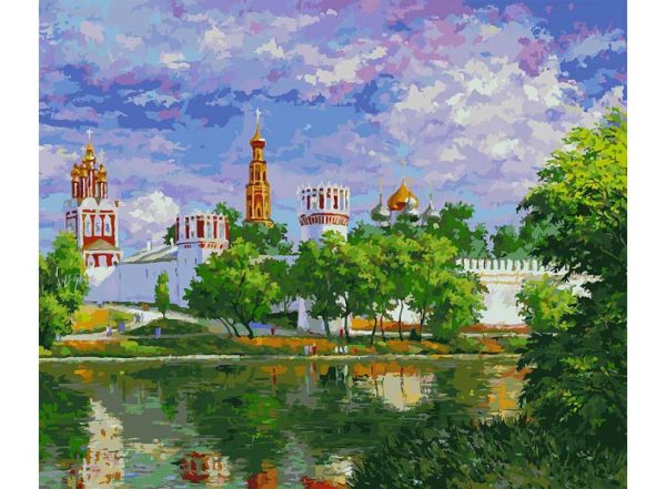 Живопись на цветном холсте 50*60. Новодевичий монастырь (1015-AL-C) Живопись на цветном холсте 50*60. Новодевичий монастырь (1015-AL-C)