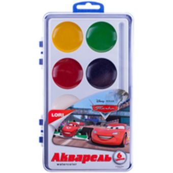Акварель Disney "Тачки" 6 цветов, в пластике, б/к Акварель Disney "Тачки" 6 цветов, в пластике, б/к