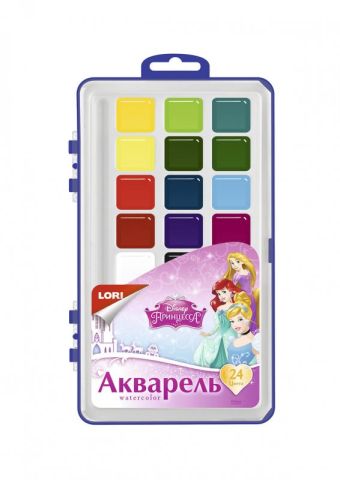 Акварель Disney "Принцессы" 24 цветов, в пластике, б/к Акварель Disney "Принцессы" 24 цветов, в пластике, б/к