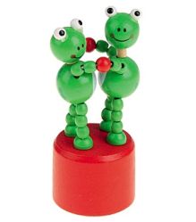 ДЕРЕВЯННАЯ ИГРУШКА. ДЕРГУНЧИК "ДВЕ ЛЯГУШКИ" (спайка по 12 шт.) (Арт. ИД-1347)
