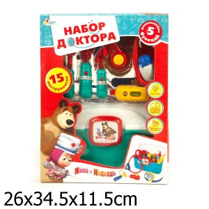 НАБОР ДОКТОР "ИГРАЕМ ВМЕСТЕ" "МАША МЕДВЕДЬ" НА БАТ. СВЕТ+ЗВУК, 5 ФУНКЦИЙ в кор.12шт НАБОР ДОКТОР "ИГРАЕМ ВМЕСТЕ" "МАША МЕДВЕДЬ" НА БАТ. СВЕТ+ЗВУК, 5 ФУНКЦИЙ в кор.12шт