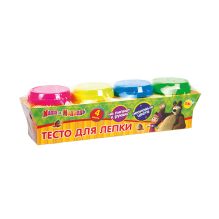 НАБОР "MULTIART" "МАША И МЕДВЕДЬ" "ТЕСТО ДЛЯ ЛЕПКИ НЕОН" 4 ЦВЕТА*50ГР. В РУСС. КОР. в кор.2*24шт